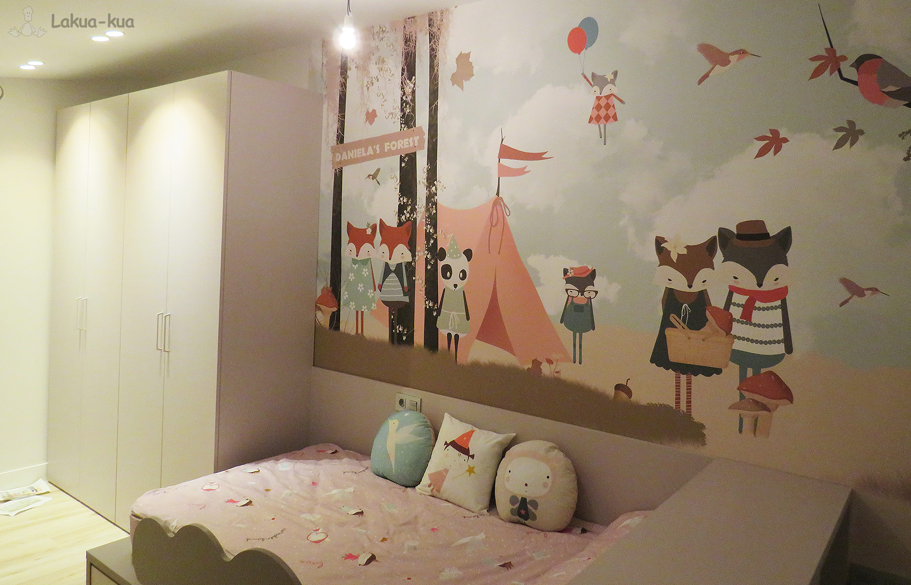 Habitación completa + mural - Dormitorio Joven Infantil Juvenil Muebles Lakua-kua